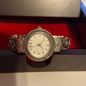 Japan made silver watch , decorated with crystals